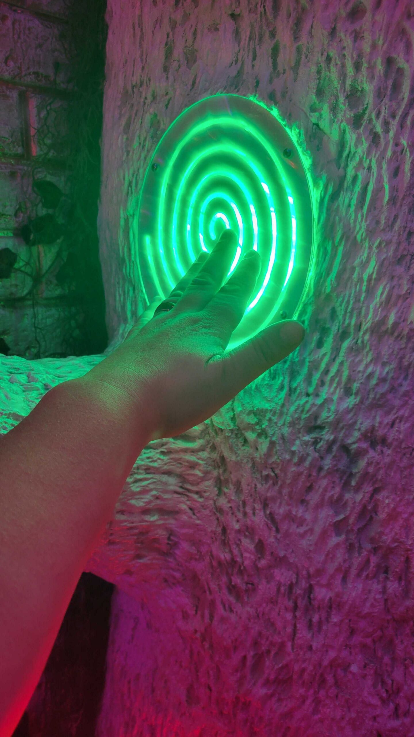 Capacitive touch spiral touched green