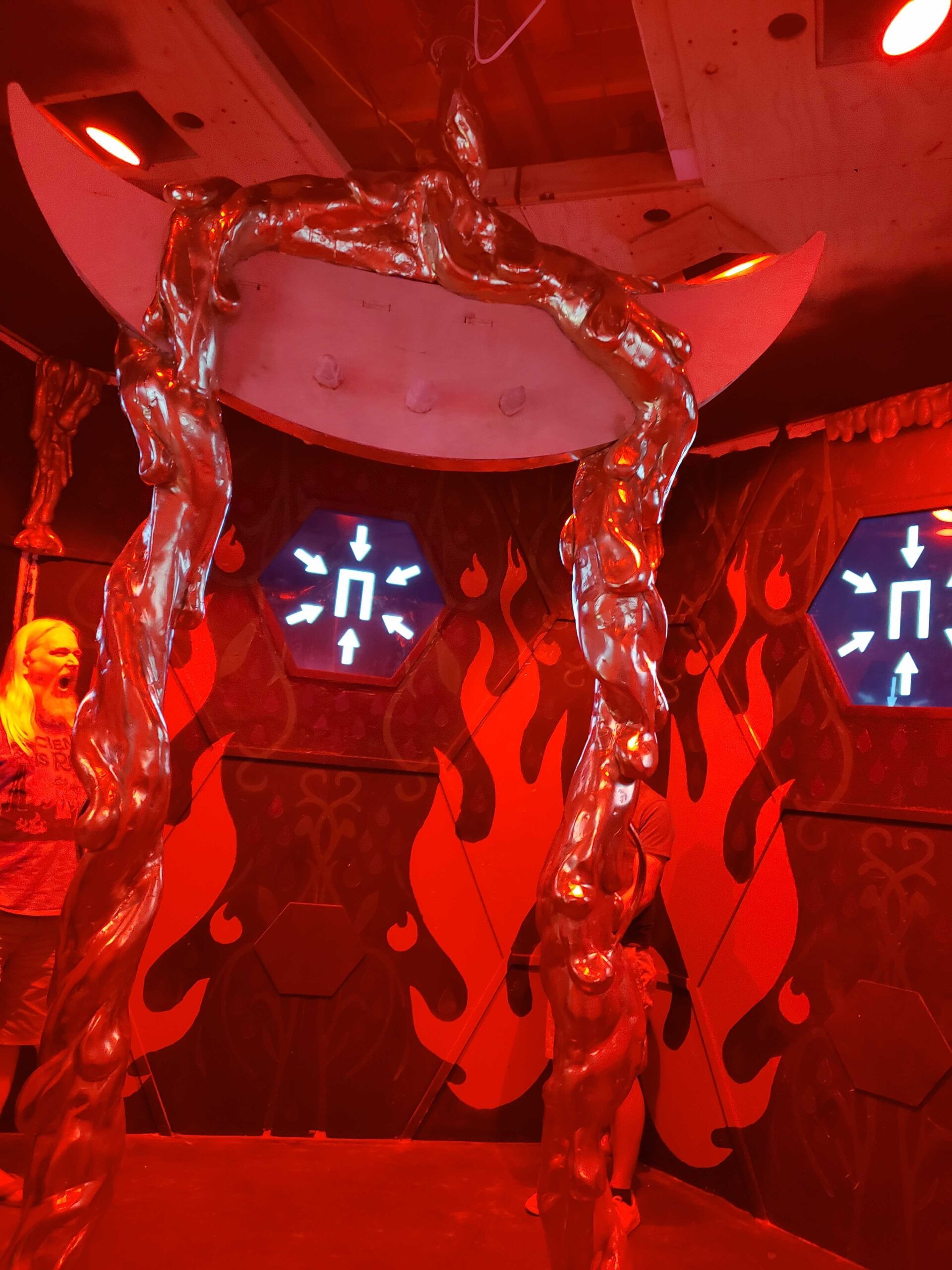 Hexagonal room in red lighting state