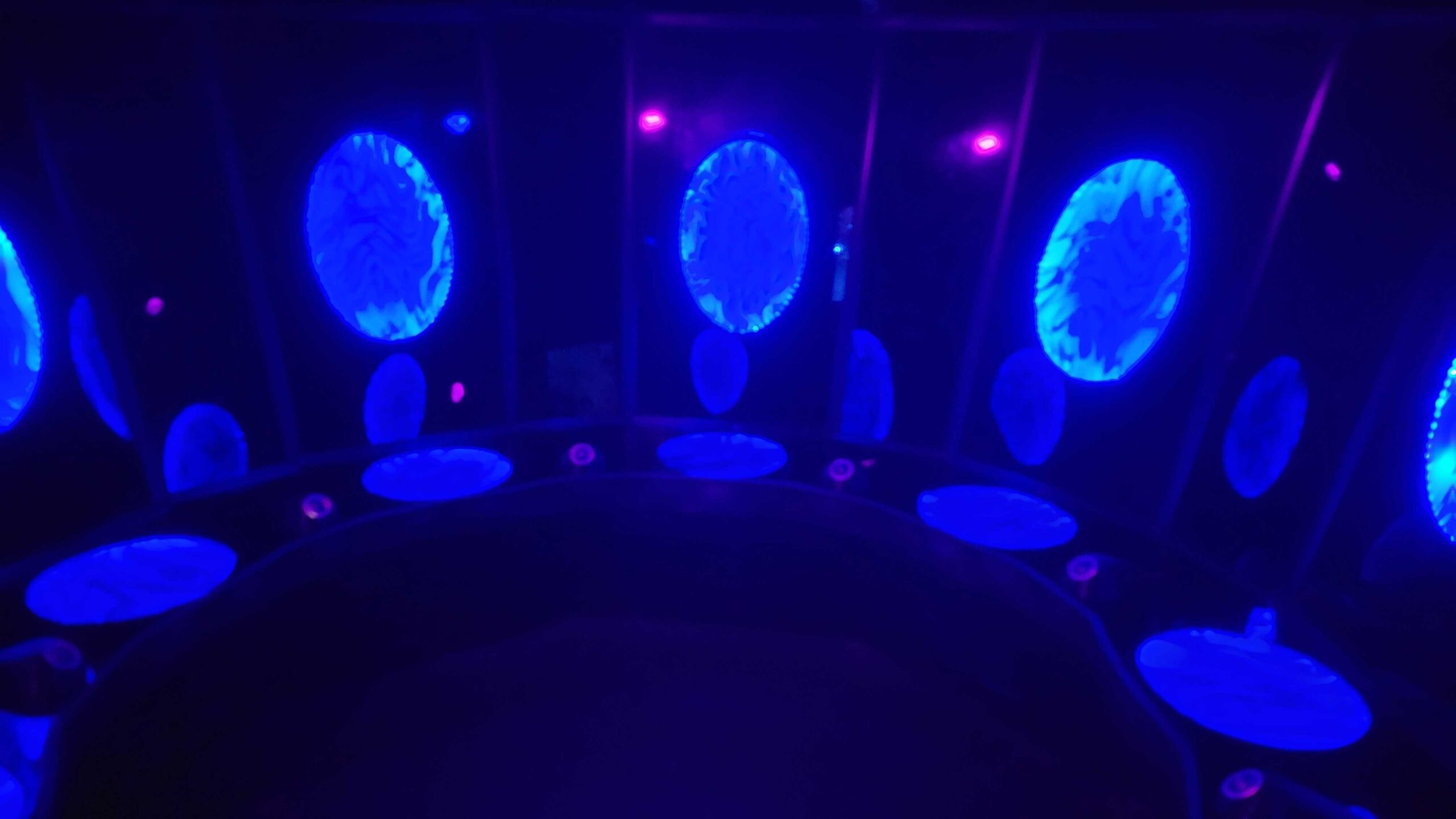 Ship seats, LEDs on blue