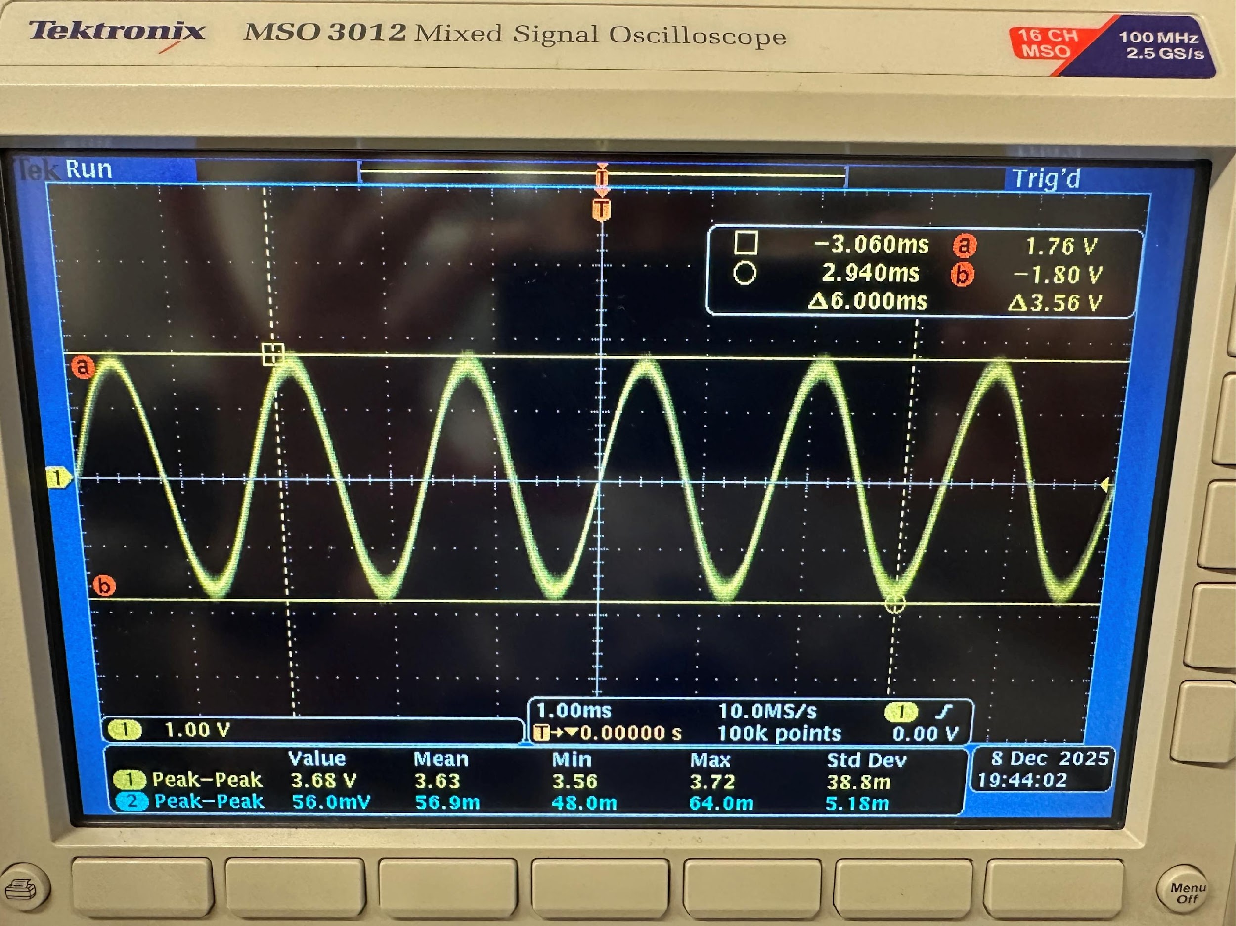Band-pass filter output at 600Hz