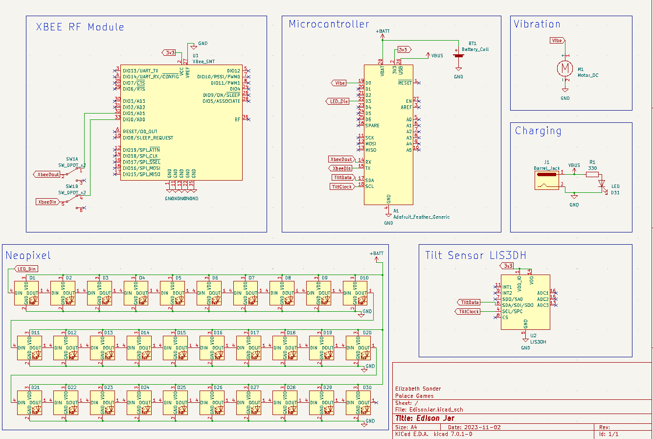KiCad schematic for the revised Edison Jar electronics
