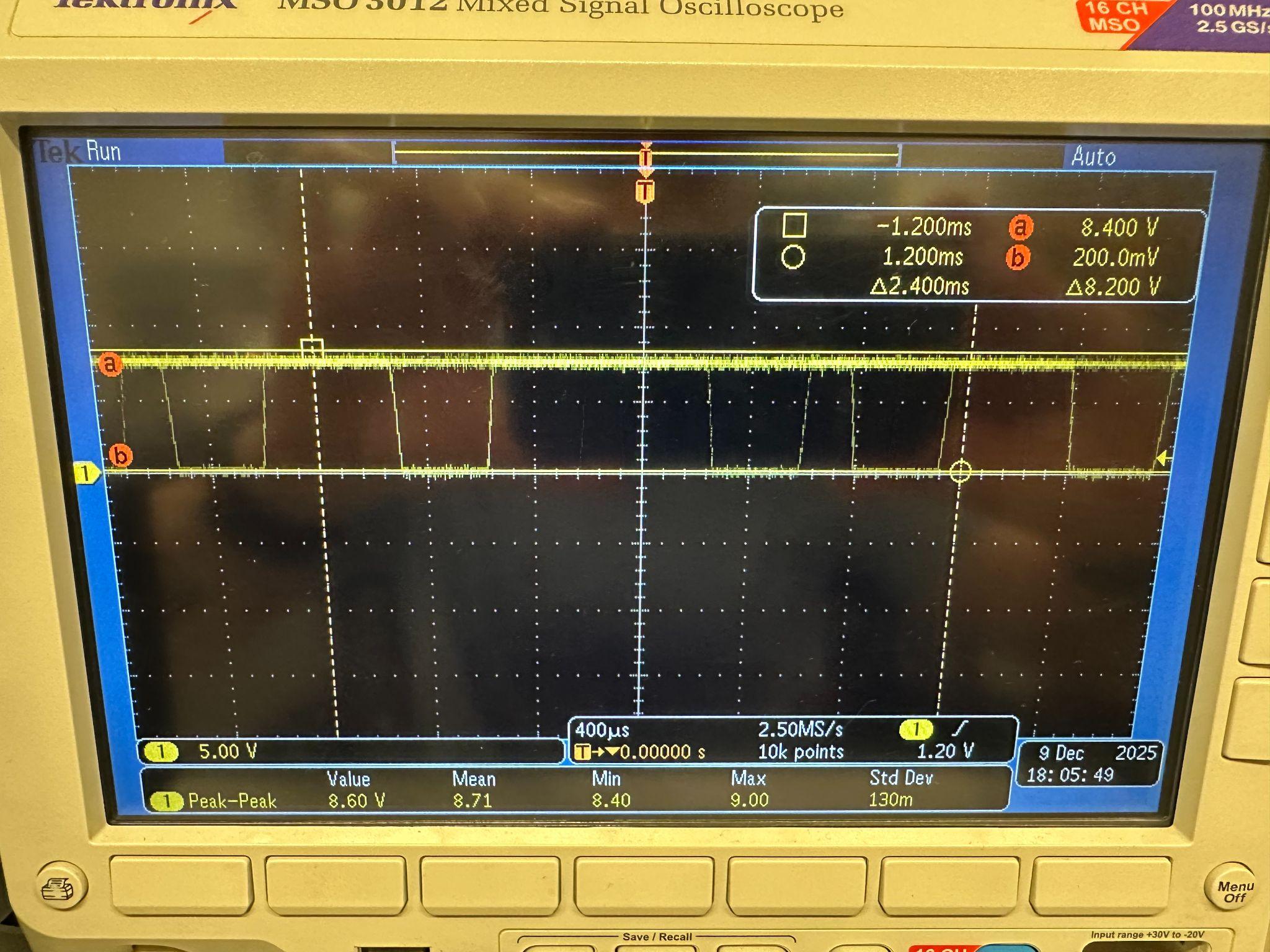Comparator output 8.2V square wave