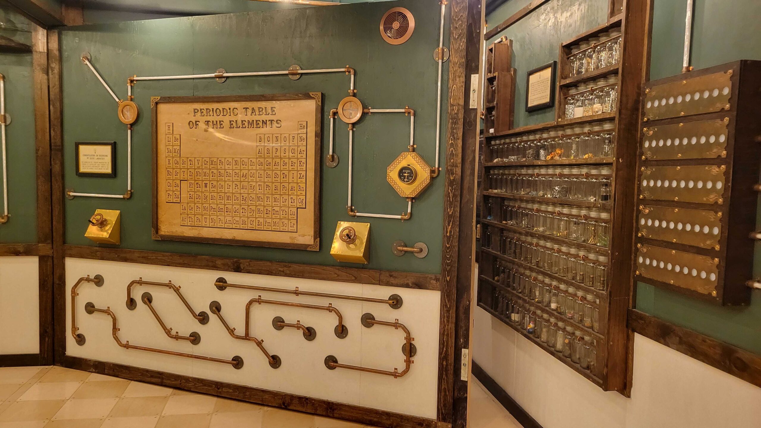 First swinging wall, manually disengaged to mid-position for maintenance